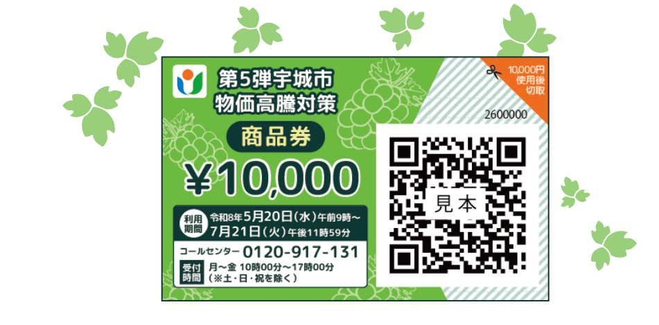 第5弾宇城市物価高騰対策商品券見本